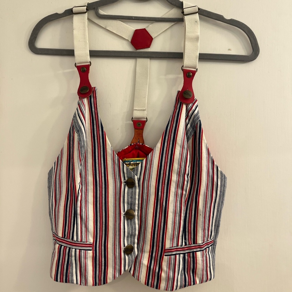 Striped Vest with Red Accents